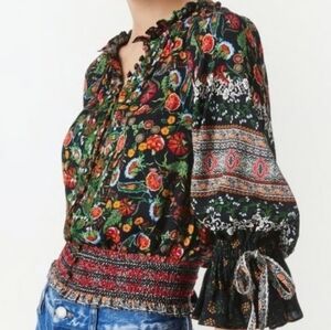 Alice + Olivia Kora Smocked Peasant Blouse